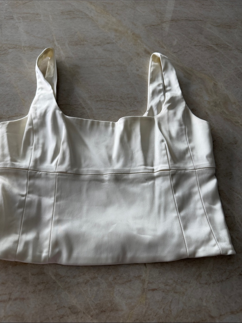 Wilfred Cream Structured Square-Neck Cropped Top